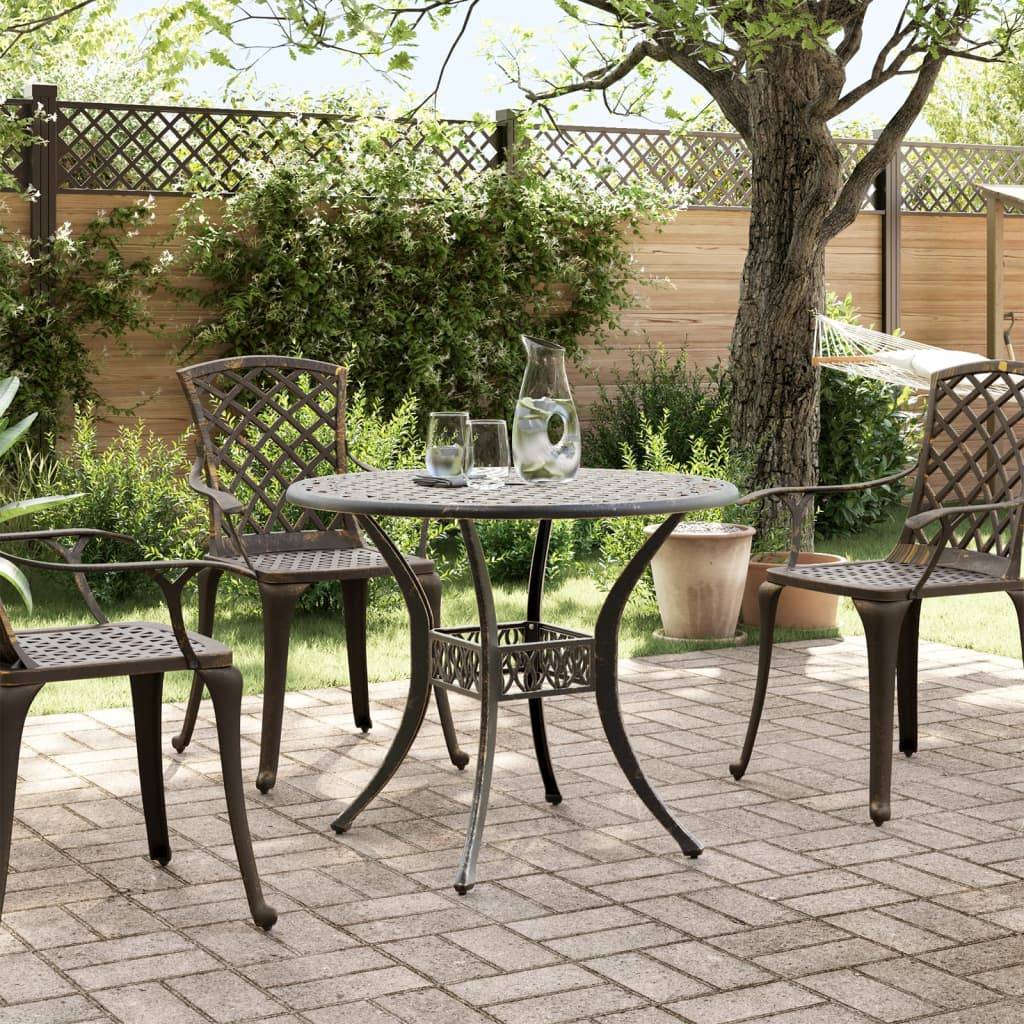 Table de jardin - Table Extérieure - Table De Patio bronze Ø90x75 cm aluminium coulé - Image 3