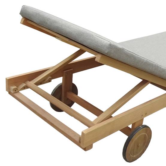 Bain de soleil pliant en acacia KANAWA - coussin sable - HAPPY GARDEN - Imagen 6