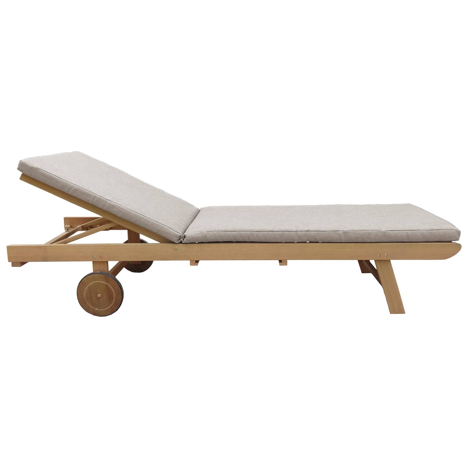 Bain de soleil pliant en acacia KANAWA - coussin sable - HAPPY GARDEN - Imagen 5