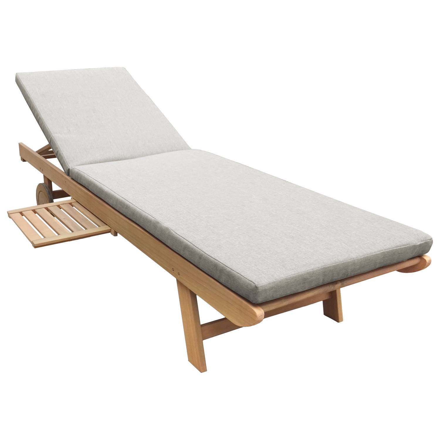Bain de soleil pliant en acacia KANAWA - coussin sable - HAPPY GARDEN - Imagen 1