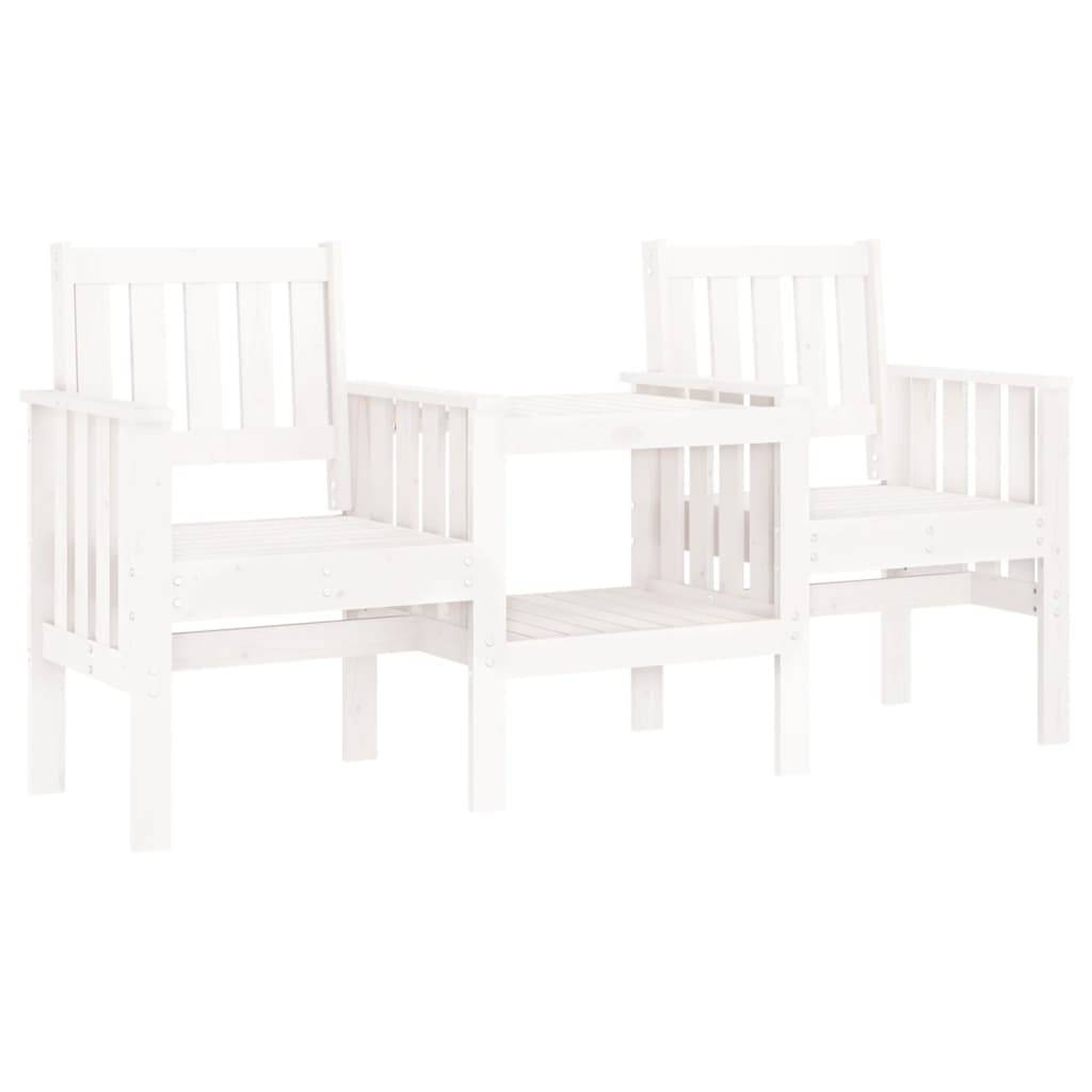 Maison Chic - Banc de jardin - Banc d'extérieur - Banquette avec table 2 places blanc bois massif de pin-JU13972 - Imagen 1