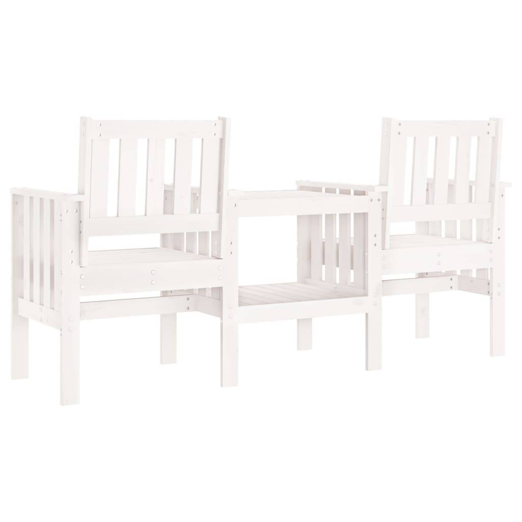Maison Chic - Banc de jardin - Banc d'extérieur - Banquette avec table 2 places blanc bois massif de pin-JU13972 - Imagen 5
