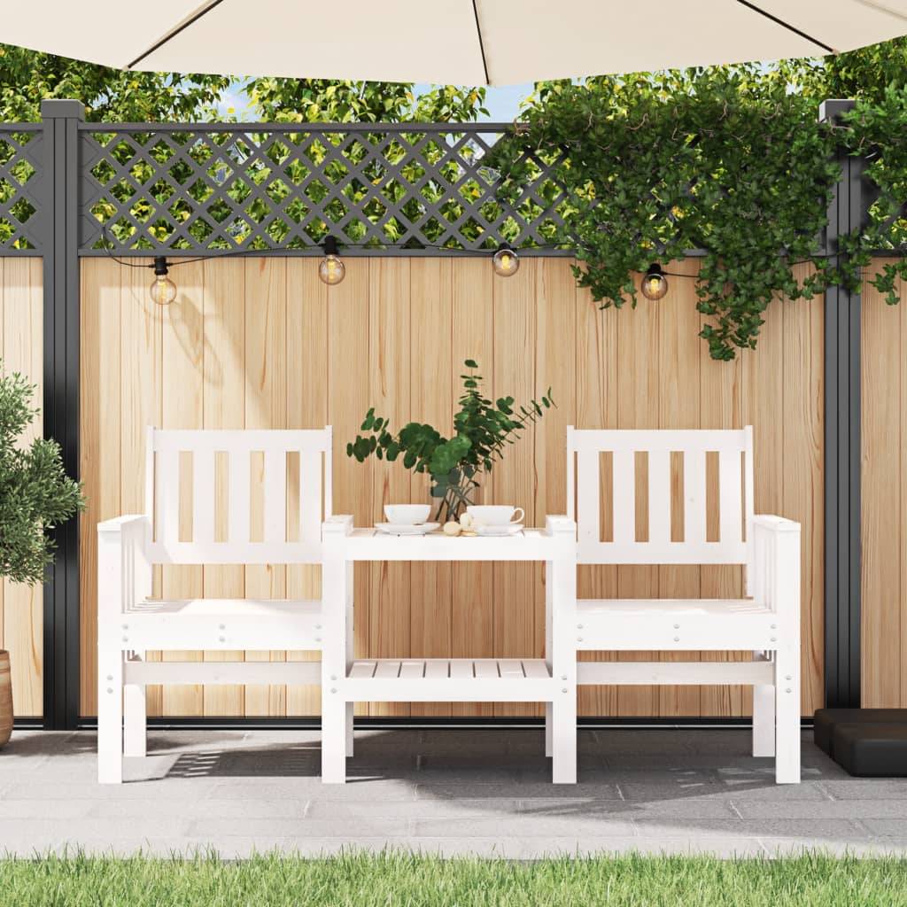 Maison Chic - Banc de jardin - Banc d'extérieur - Banquette avec table 2 places blanc bois massif de pin-JU13972 - Imagen 2