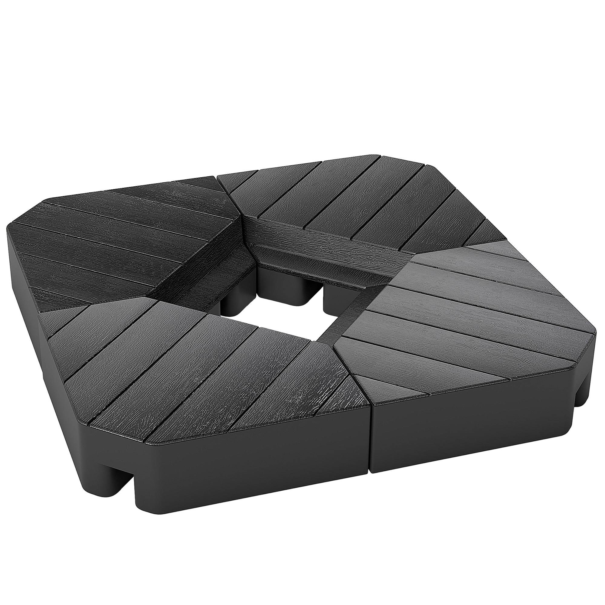 ComfortXL - Dalles lestage parasol déporté HDPE terrasse effet bois lestables 80x80cm noir - ComfortXL Outdoor Living - Image 2
