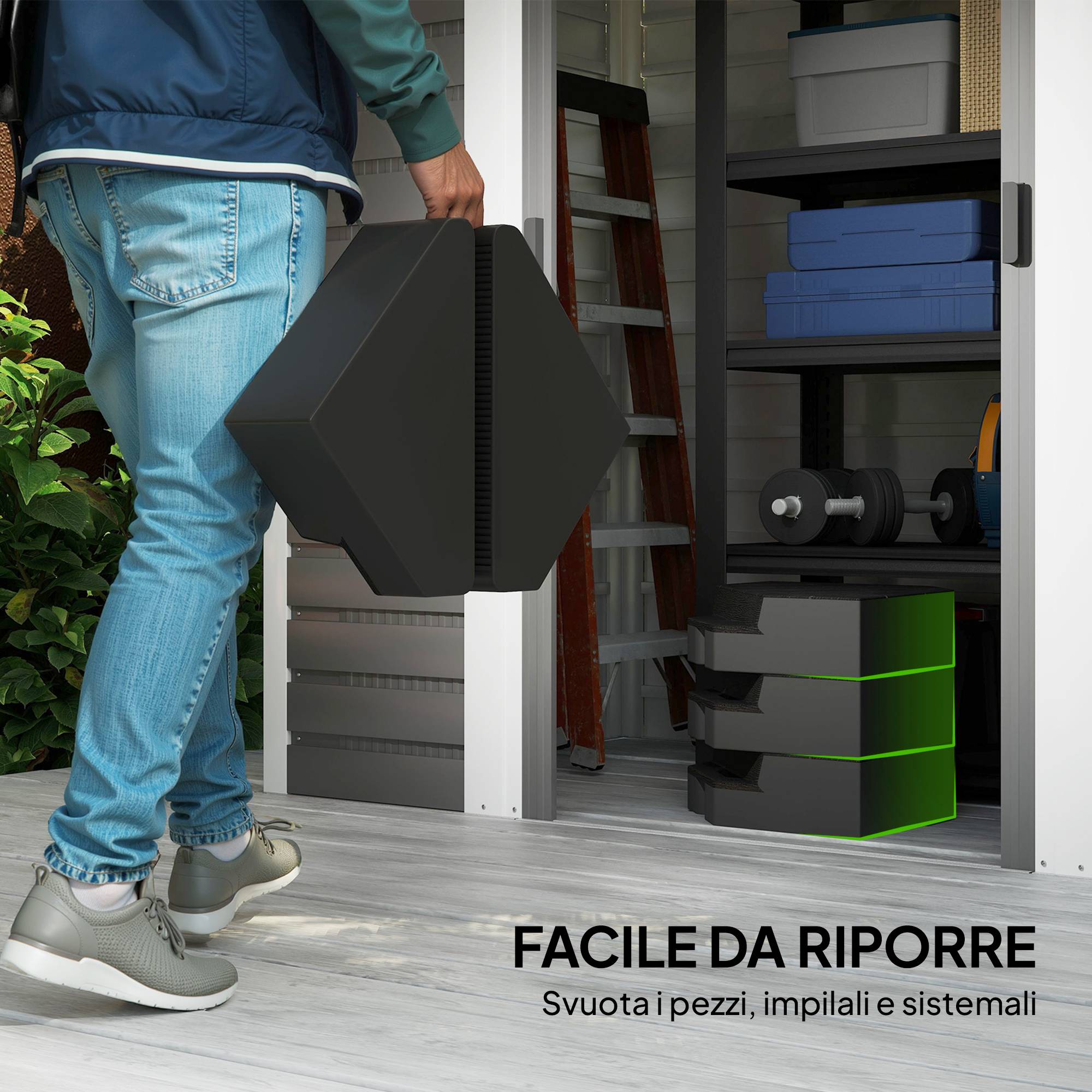 ComfortXL - Dalles lestage parasol déporté HDPE terrasse effet bois lestables 80x80cm noir - ComfortXL Outdoor Living - Image 10