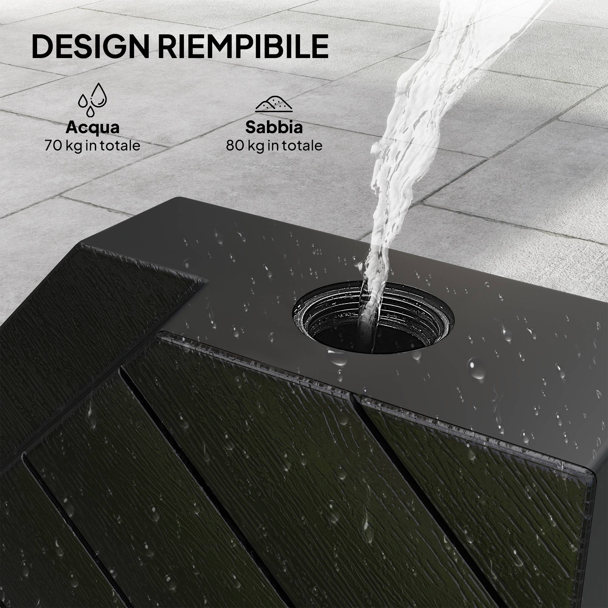 ComfortXL - Dalles lestage parasol déporté HDPE terrasse effet bois lestables 80x80cm noir - ComfortXL Outdoor Living - Image 7