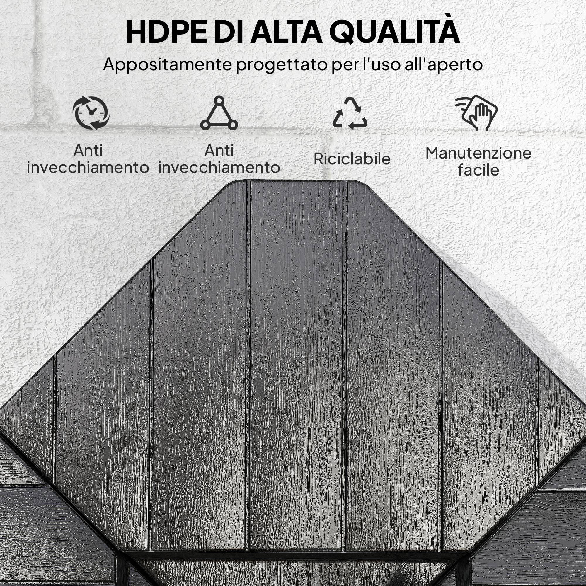 ComfortXL - Dalles lestage parasol déporté HDPE terrasse effet bois lestables 80x80cm noir - ComfortXL Outdoor Living - Image 9