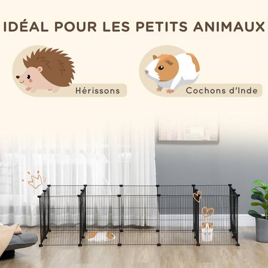 Parc enclos acier modulable lapins chiots montage express 175x70x45cm noir - ComfortXL Outdoor Living - Image 6
