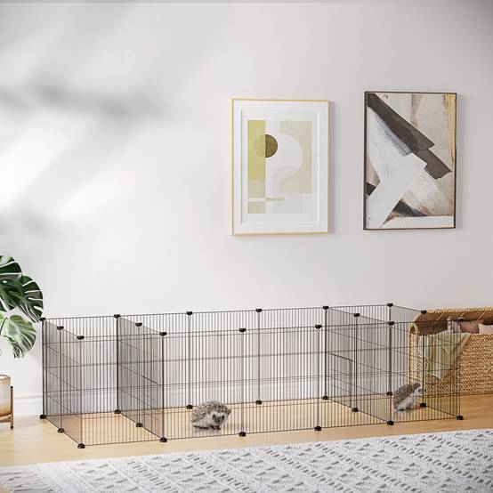 Parc enclos acier modulable lapins chiots montage express 175x70x45cm noir - ComfortXL Outdoor Living - Image 4