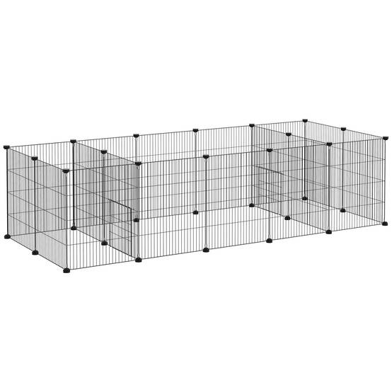 Parc enclos acier modulable lapins chiots montage express 175x70x45cm noir - ComfortXL Outdoor Living - Image 1