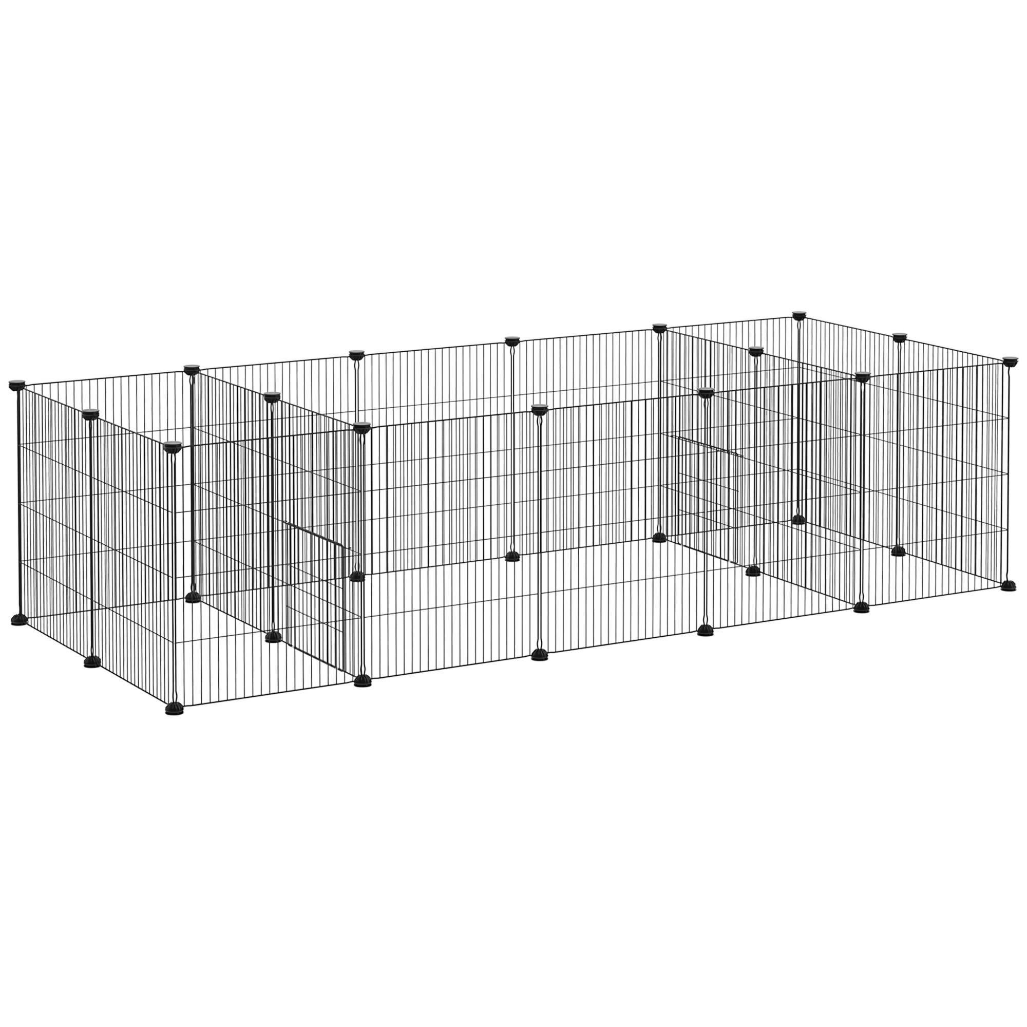 Parc enclos acier modulable lapins chiots montage express 175x70x45cm noir - ComfortXL Outdoor Living - Image 1