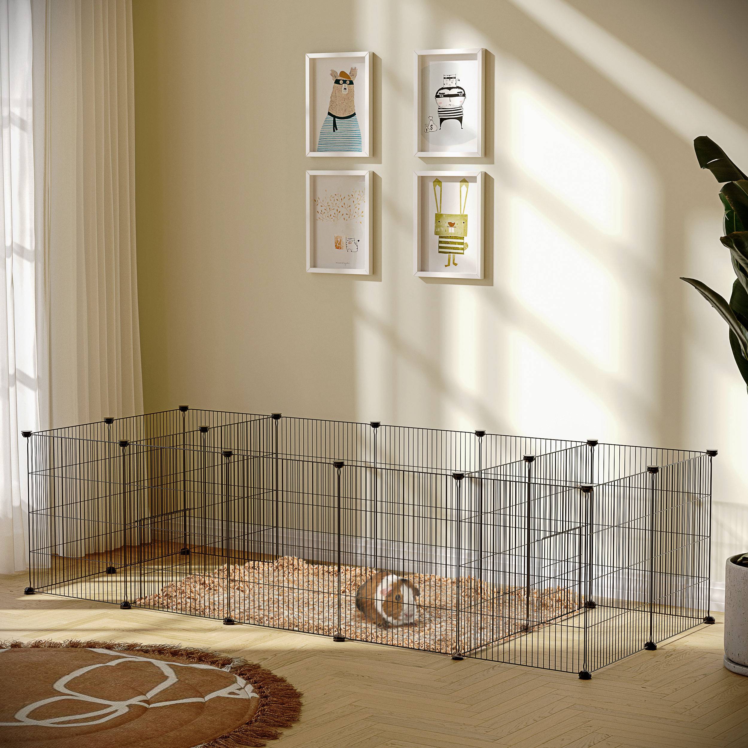 Parc enclos acier modulable lapins chiots montage express 175x70x45cm noir - ComfortXL Outdoor Living - Image 3