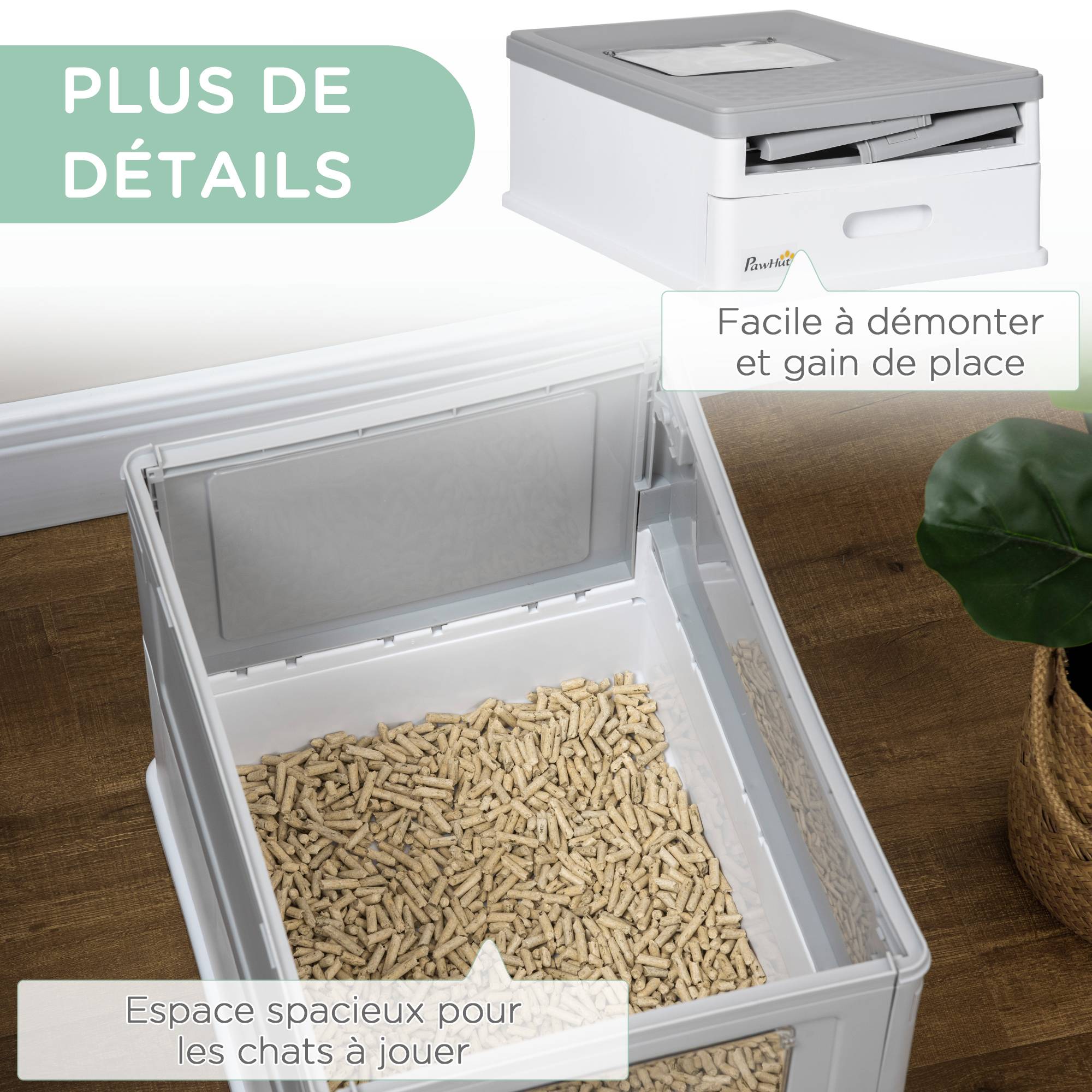ComfortXL - Maison toilette pliable PP intérieur tiroir coulissant pelle 47x35x36cm gris - ComfortXL Outdoor Living - Image 9