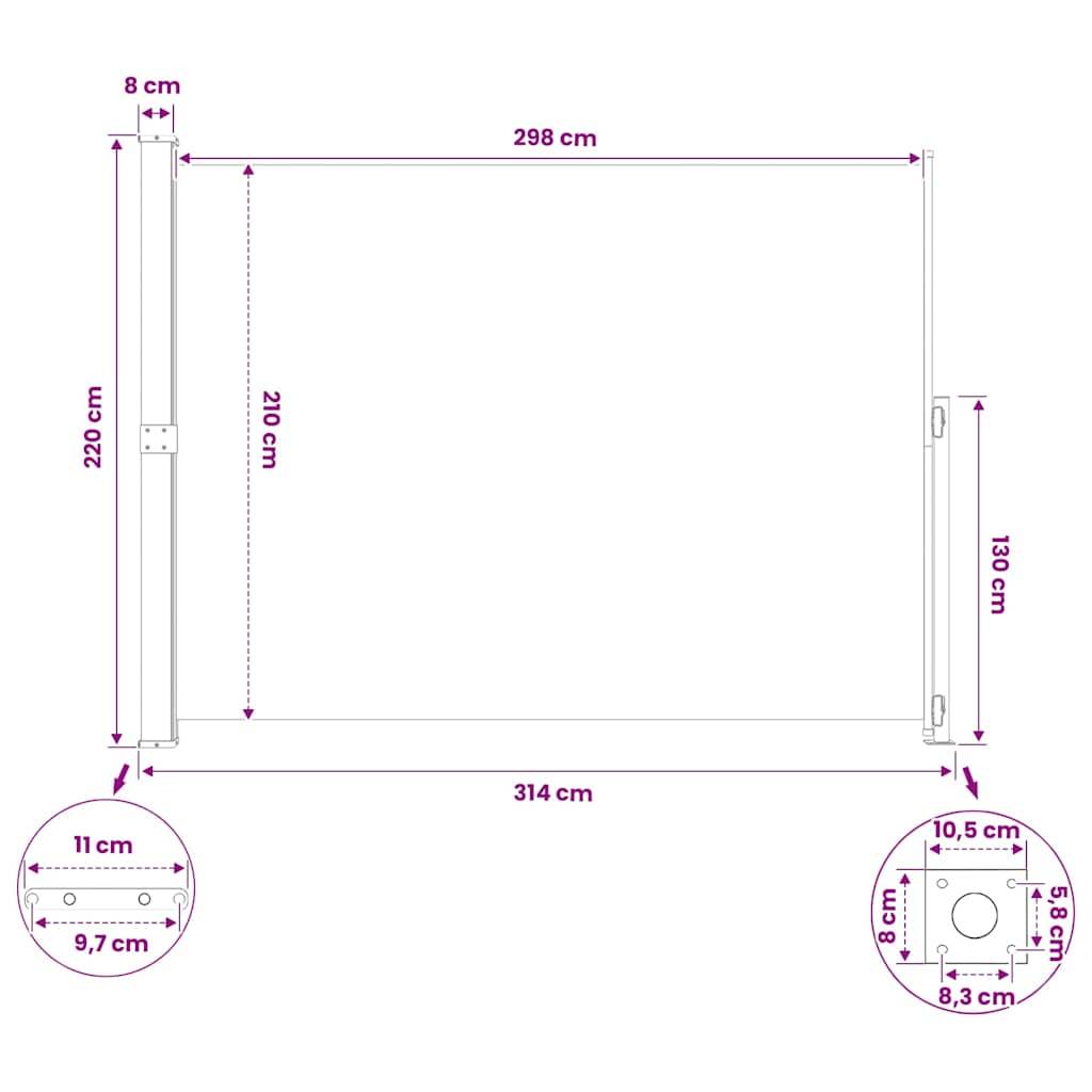 Vidaxl - Auvent latéral rétractable de patio 220x314 cm Crème vidaXL 313424 - Imagen 3