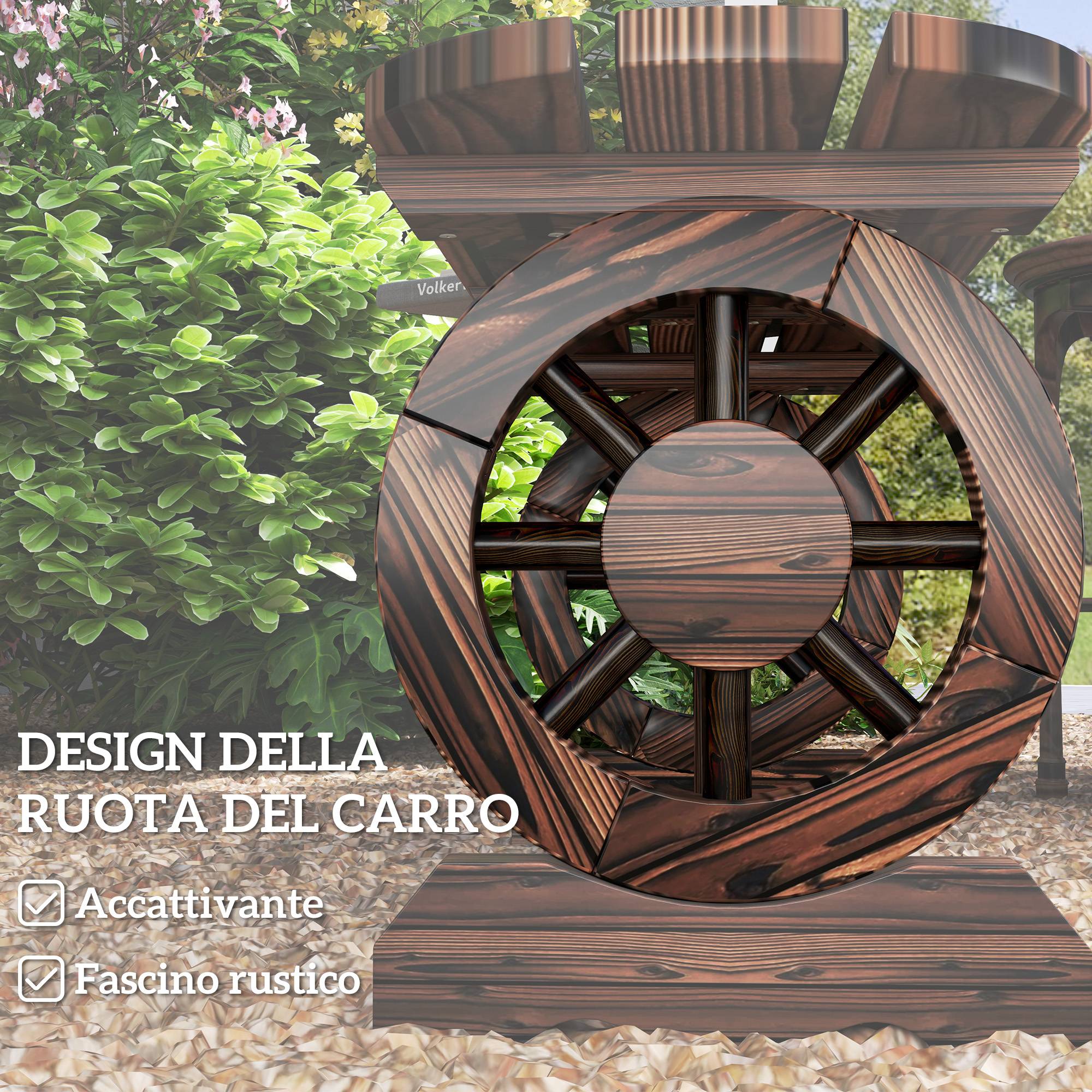 Banc de jardin sans dossier bois sapin lattes pieds roues chariot 120x29x39cm marron - ComfortXL Outdoor Living - Image 7
