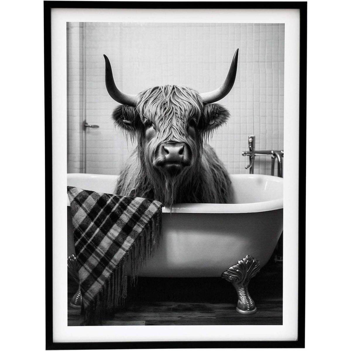 Sil - Tableau décoratif noir et blanc Cow bath 45 x 60 cm Sil