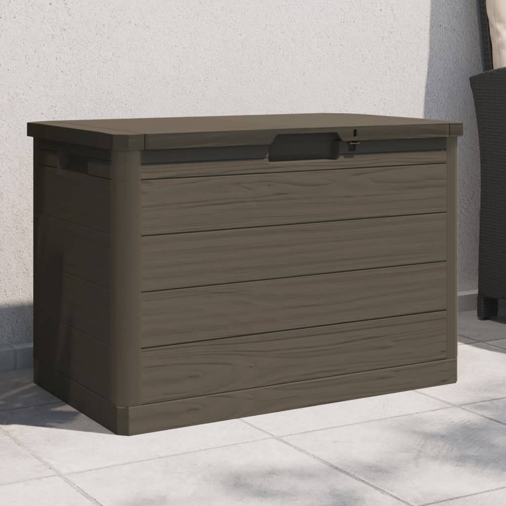 Boîte de Rangement Jardin Polypropylène Verrouillable Imperméable pour Terrasse Extérieur Brun 160L – ComfortXL Outdoor Living - Image 1