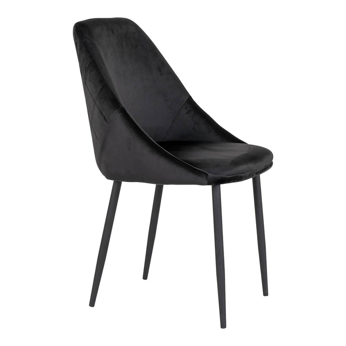 ALTOBUY - Lot de 4 Chaises Velours Noir et Pieds Acier - TINTO - Image 4