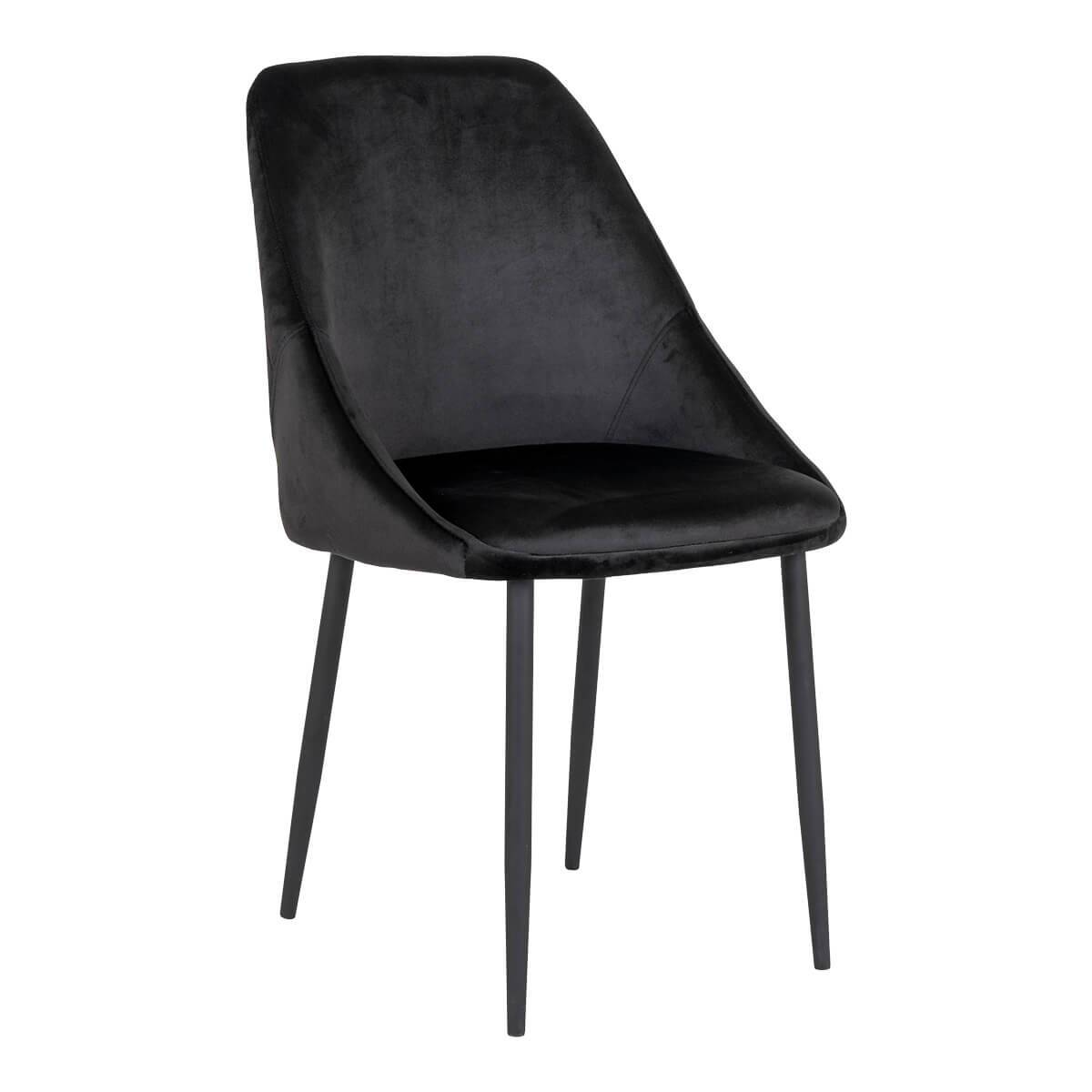 ALTOBUY - Lot de 4 Chaises Velours Noir et Pieds Acier - TINTO - Image 2