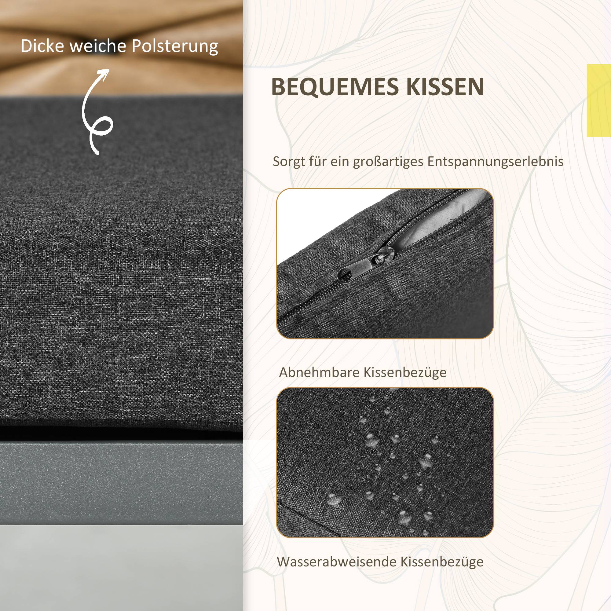 Chaises de jardin empilables résistantes aux intempéries, design moderne, 57 x 58 x 87 cm, Marron+Noir+Gris - Image 5