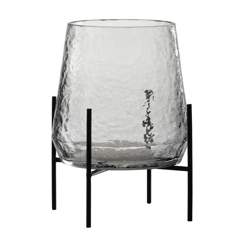 Vase pied irrégulier verre transparent noir small 26x20x20cm