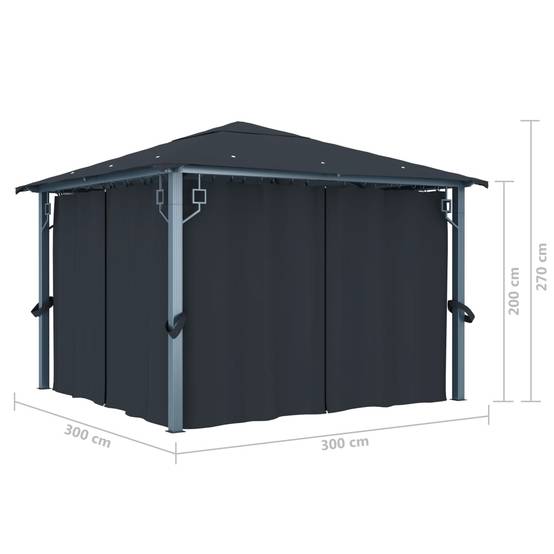 Pavillon de Jardin Aluminium avec Moustiquaires et Rideaux pour Réception Anthracite 3x3 m – ComfortXL Outdoor Living - Image 8
