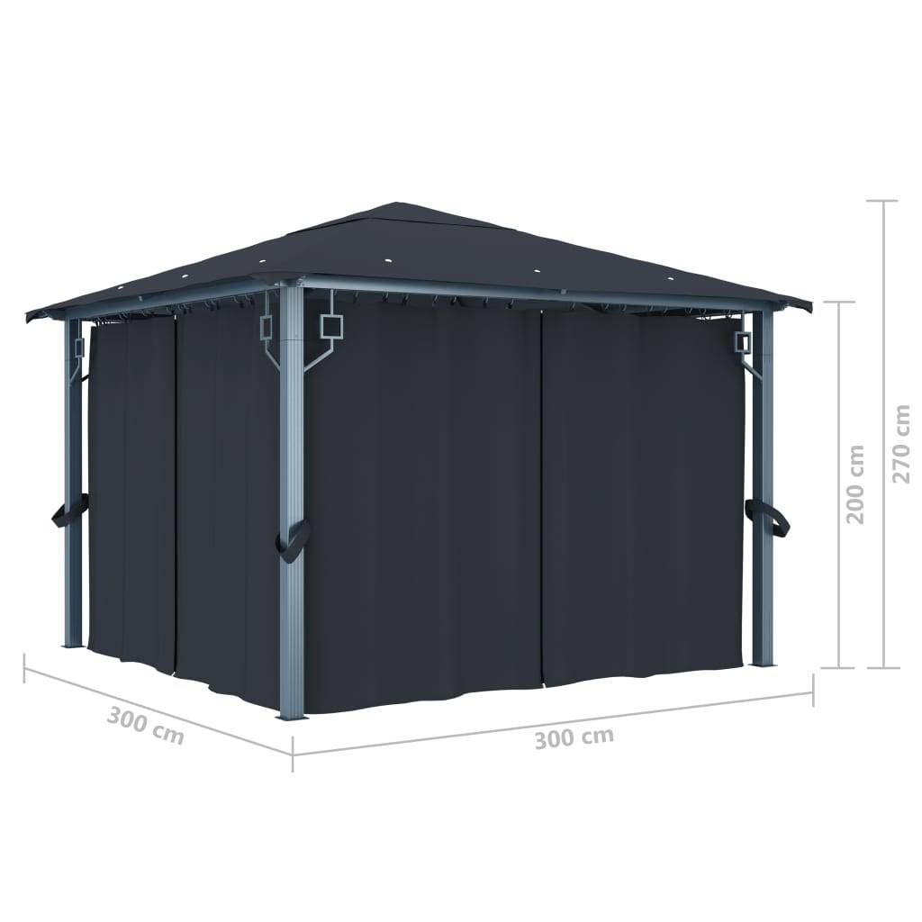 Pavillon de Jardin Aluminium avec Moustiquaires et Rideaux pour Réception Anthracite 3x3 m – ComfortXL Outdoor Living - Image 8
