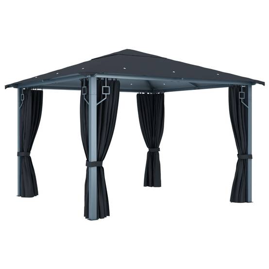 Pavillon de Jardin Aluminium avec Moustiquaires et Rideaux pour Réception Anthracite 3x3 m – ComfortXL Outdoor Living - Image 3