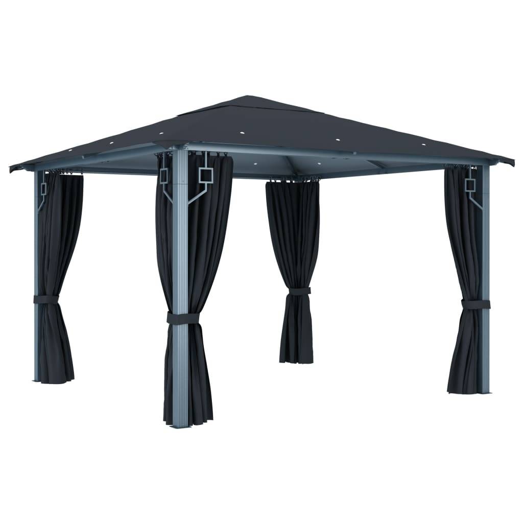 Pavillon de Jardin Aluminium avec Moustiquaires et Rideaux pour Réception Anthracite 3x3 m – ComfortXL Outdoor Living - Image 3