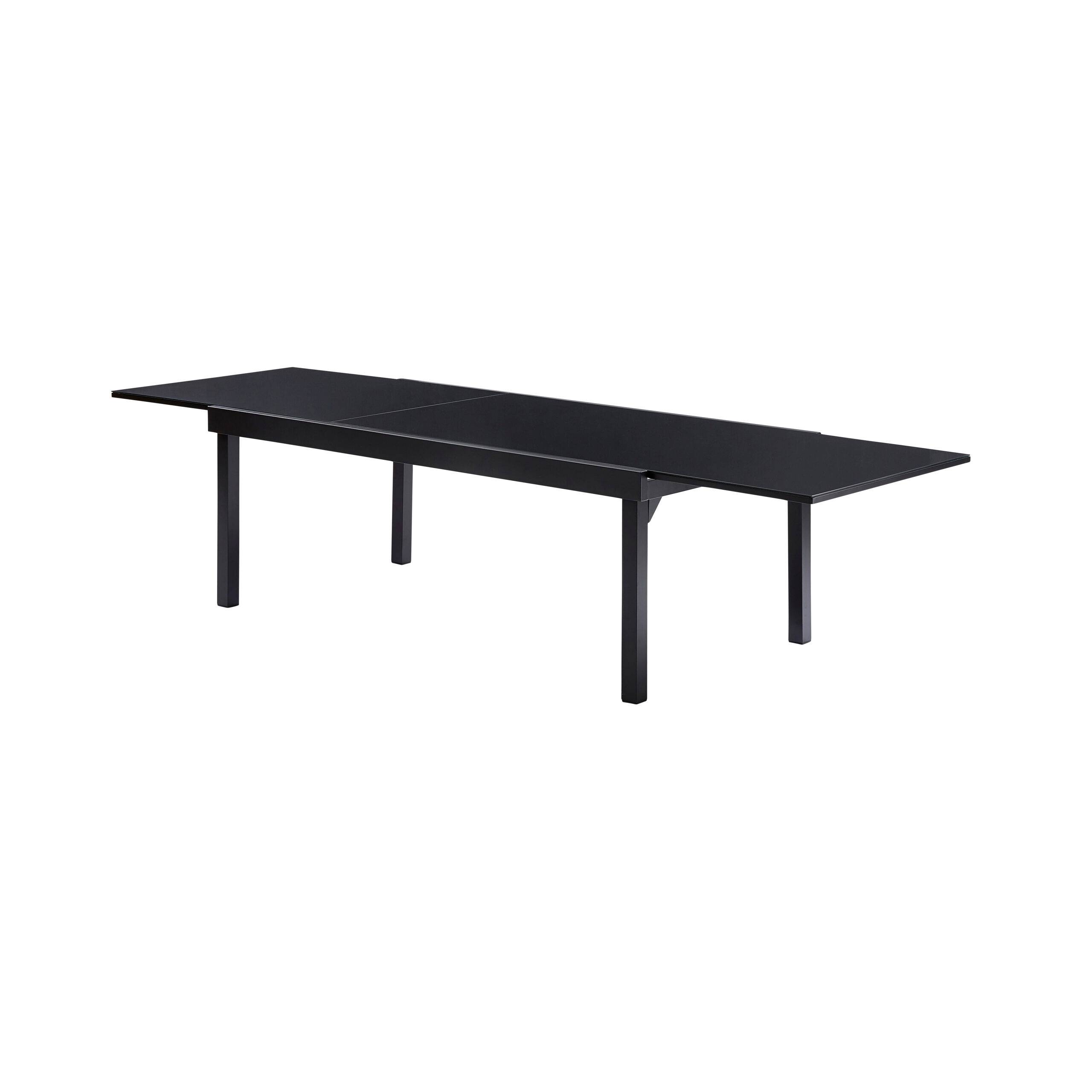 Wilsa Garden - Table Modulo 8/12 personnes structure en aluminium noire, plateau en verre noir - Imagen 3