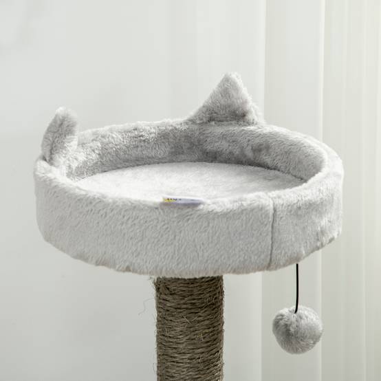 Arbre à chat PawHut avec grotte, lit, hamac et jouets, 60 x 40 x 113 cm, gris clair - Image 10