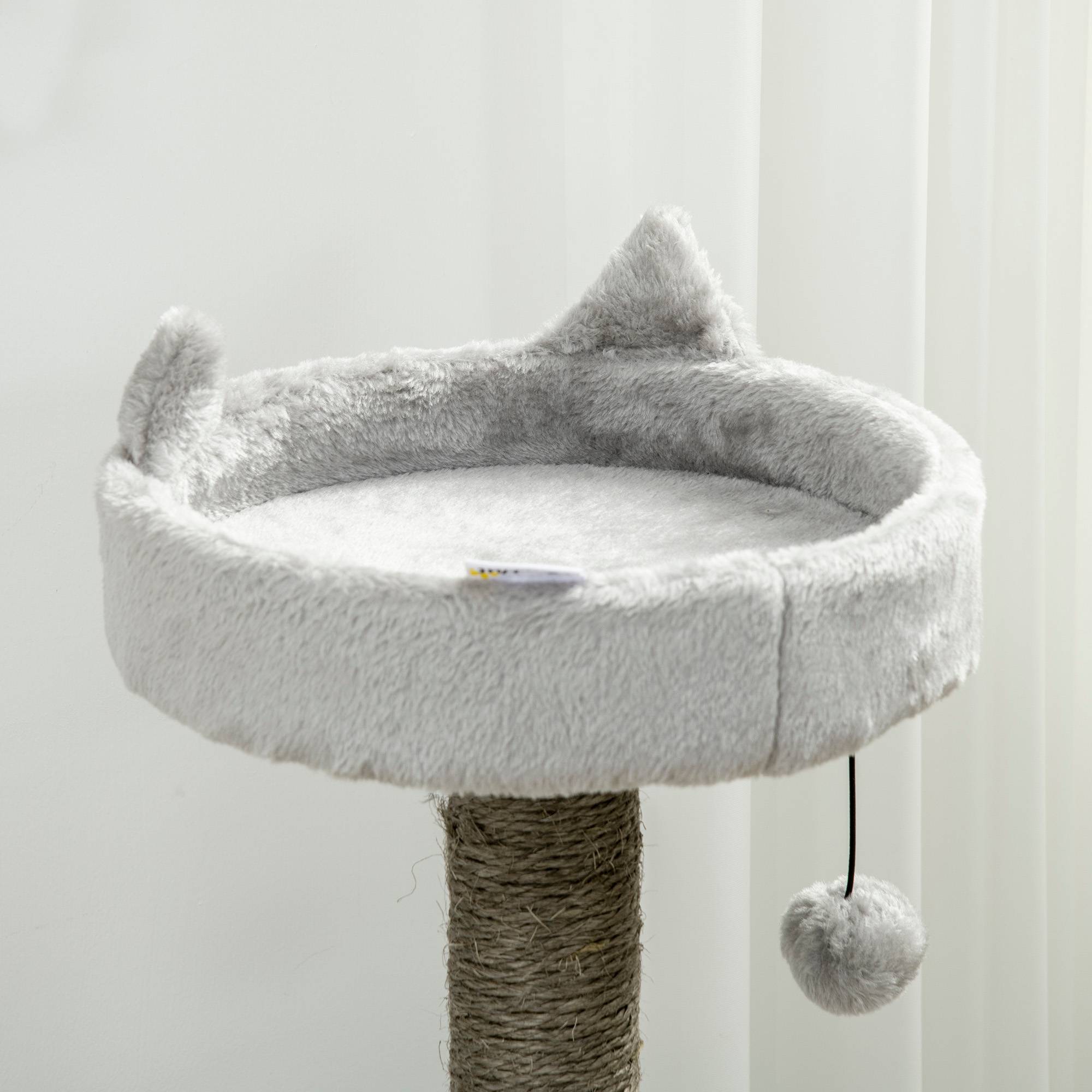 Arbre à chat PawHut avec grotte, lit, hamac et jouets, 60 x 40 x 113 cm, gris clair - Image 10