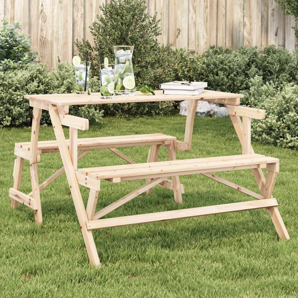 Maison Chic - Table de jardin - Table de pique-nique avec bancs sapin massif 2 en 1 convertible HL961 - Image 2
