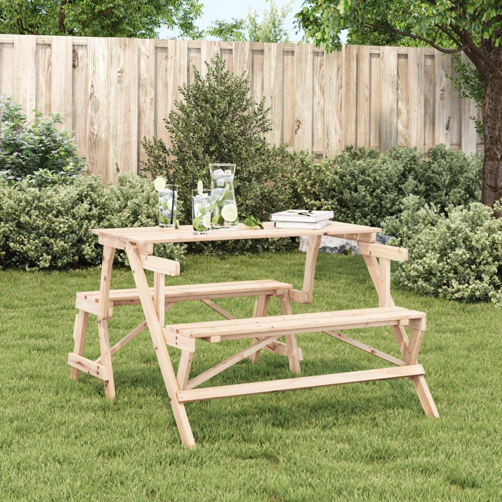 Maison Chic - Table de jardin - Table de pique-nique avec bancs sapin massif 2 en 1 convertible HL961 - Image 3