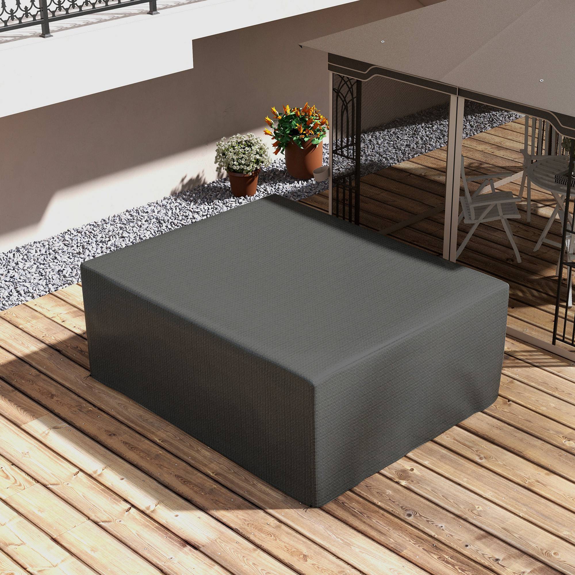 Outsunny - Housse de protection pour table de jardin extérieure 235x190x90cm anti-UV polyéthylène haute résistance gris - Outsunny - Image 5