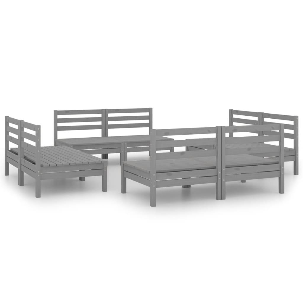 Helloshop26 - Salon de jardin meuble d'extérieur ensemble de mobilier 8 pièces gris bois de pin massif - Imagen 1