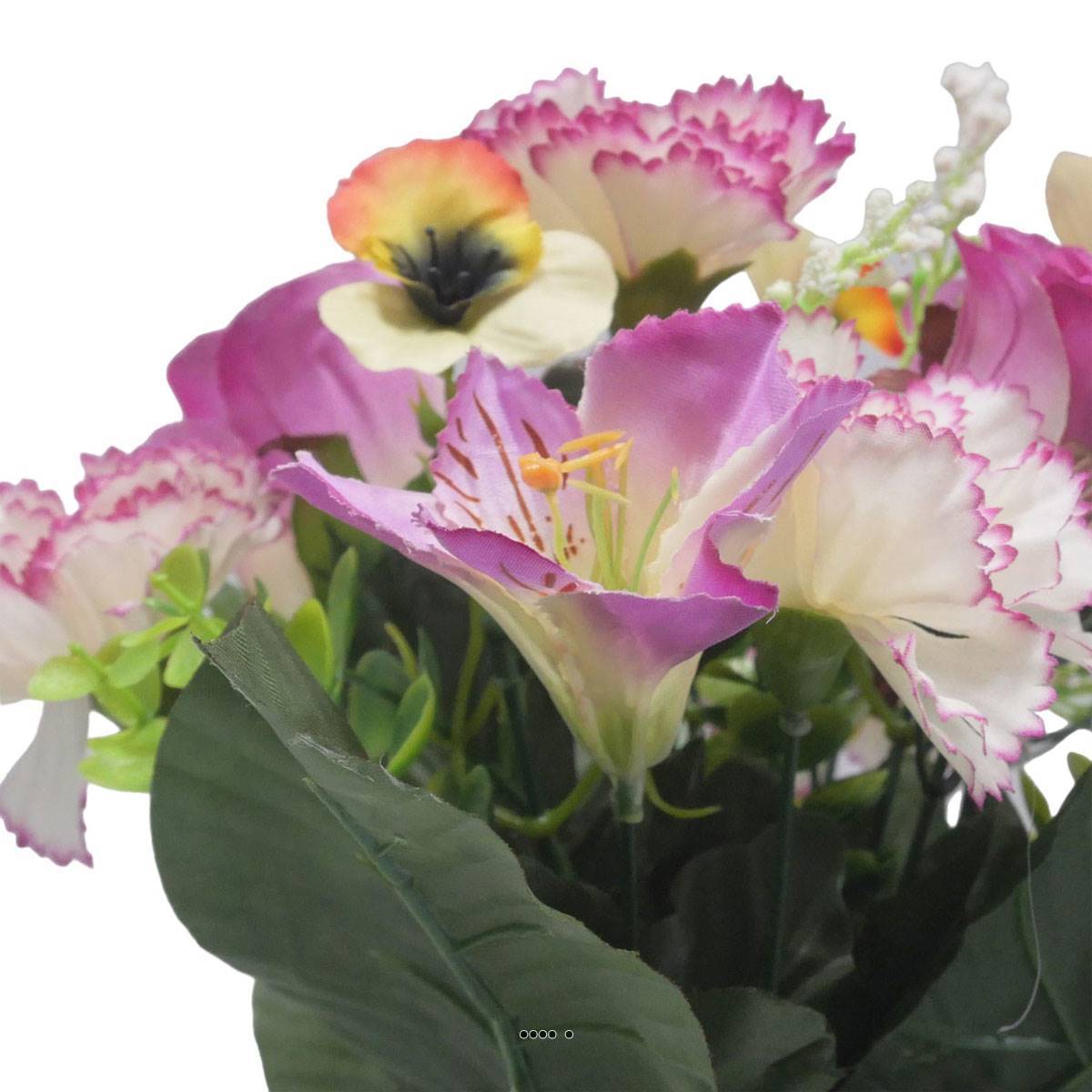 Vasque de Dahlia, Chrysantheme, bouton de rose, Pensée et mini fleurs Mauve violet artificiels - couleur: Mauve violet - Image 3