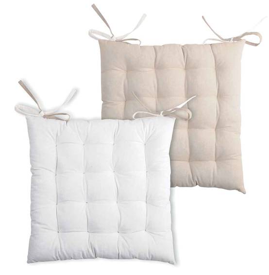 Lovely Casa - Galette de chaise bicolore - LOVELY CASA - Coton - Ecru - Image 2