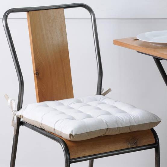 Lovely Casa - Galette de chaise bicolore - LOVELY CASA - Coton - Ecru - Image 4