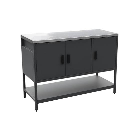 Cuisine d'extérieure en acier noir 3 portes.1 étagère L120cm | sweeek - Image 2