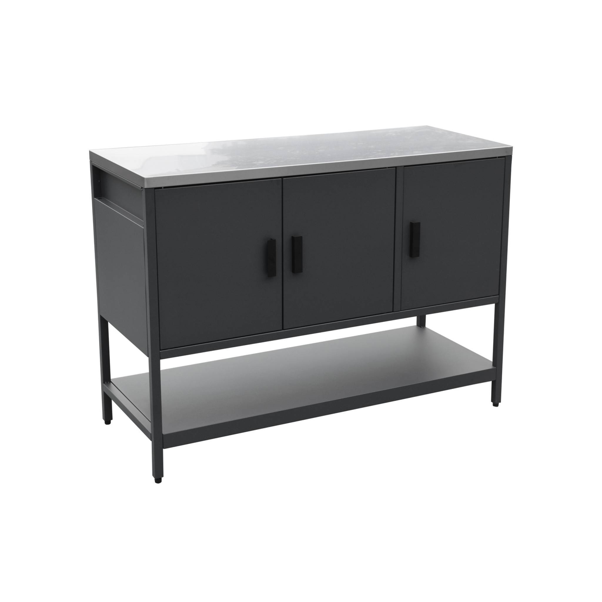 Cuisine d'extérieure en acier noir 3 portes.1 étagère L120cm | sweeek - Image 2