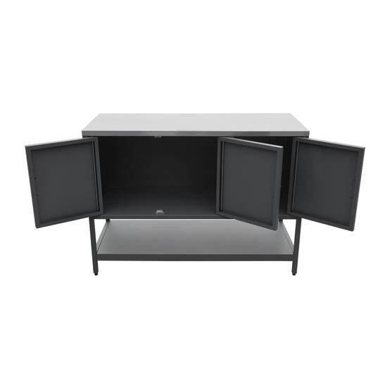 Cuisine d'extérieure en acier noir 3 portes.1 étagère L120cm | sweeek - Image 6