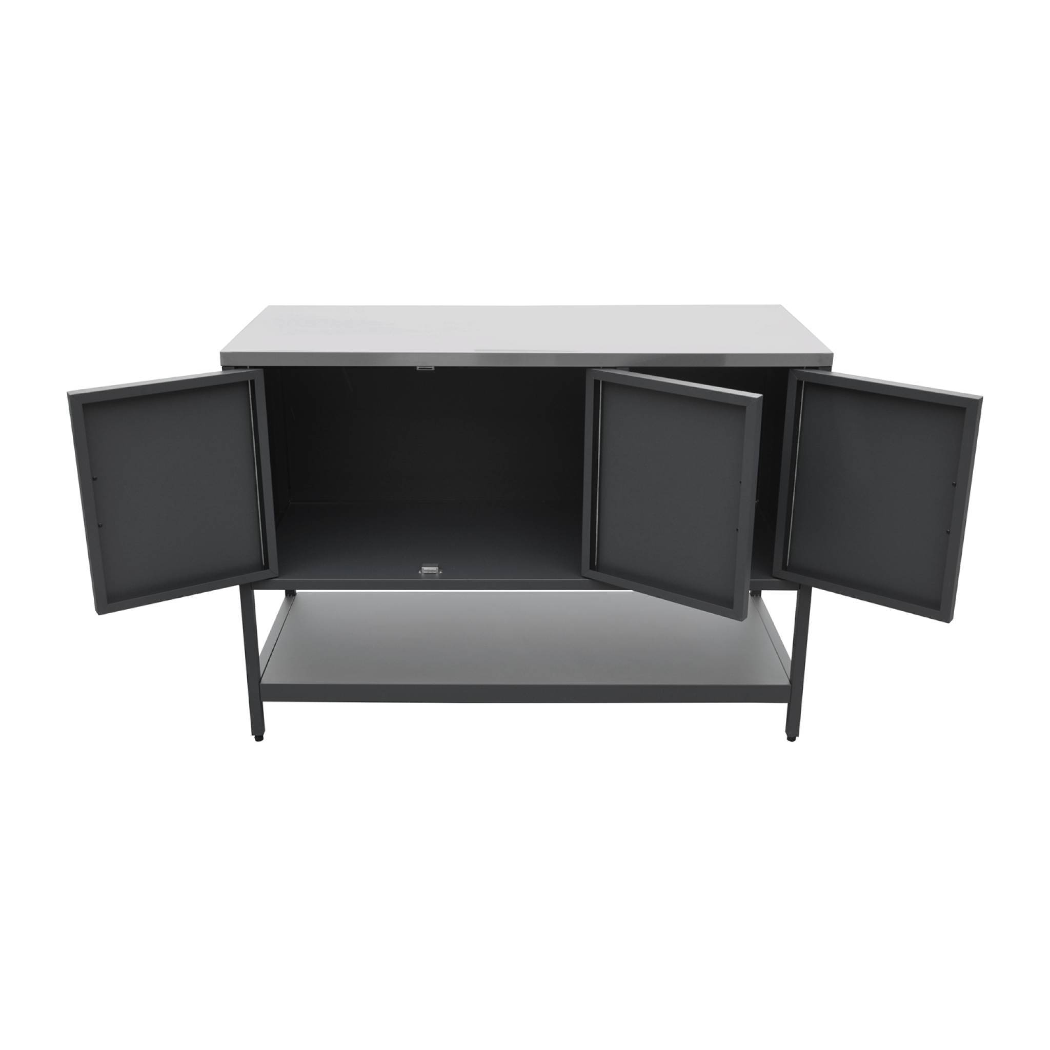Cuisine d'extérieure en acier noir 3 portes.1 étagère L120cm | sweeek - Image 6