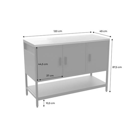 Cuisine d'extérieure en acier noir 3 portes.1 étagère L120cm | sweeek - Image 4