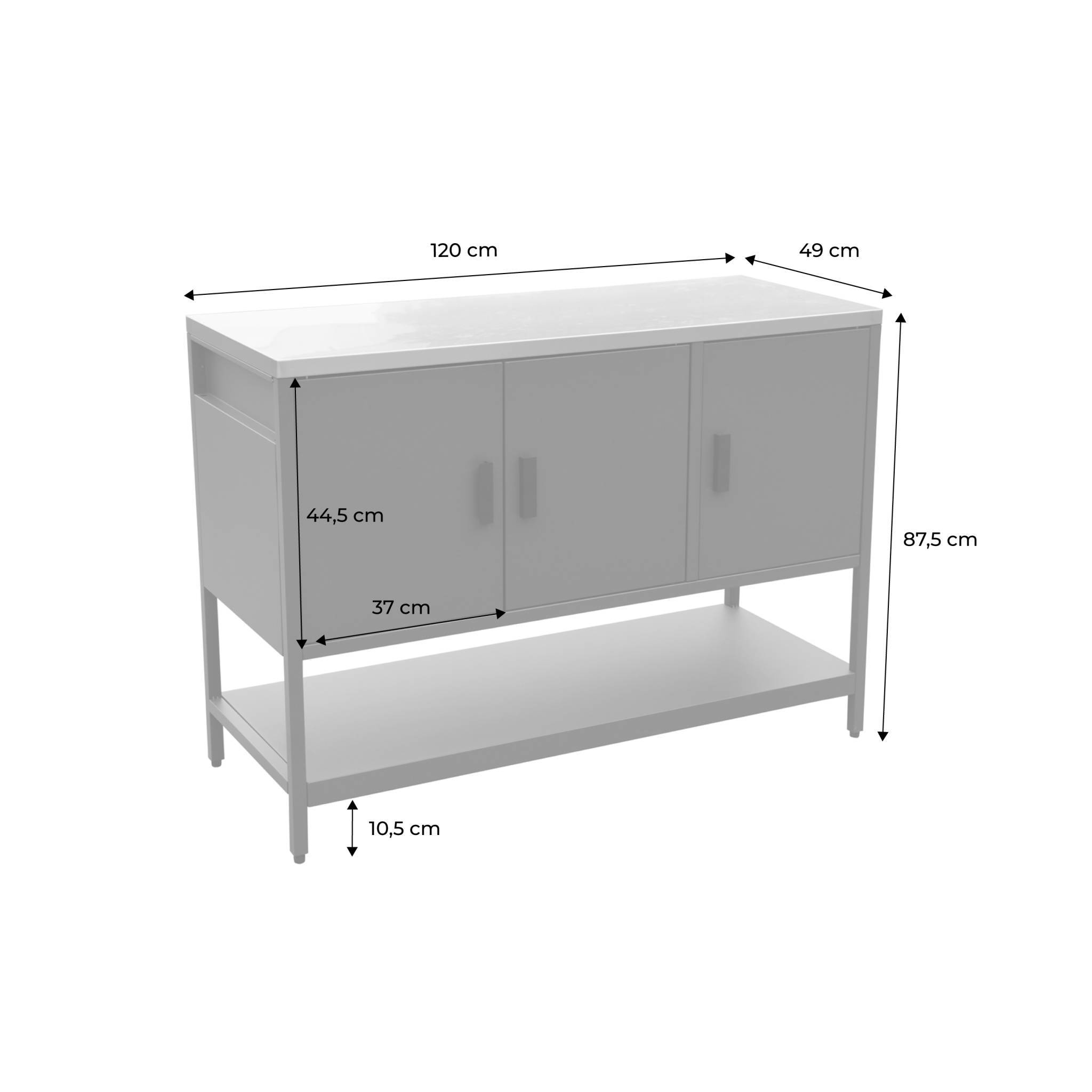 Cuisine d'extérieure en acier noir 3 portes.1 étagère L120cm | sweeek - Image 4