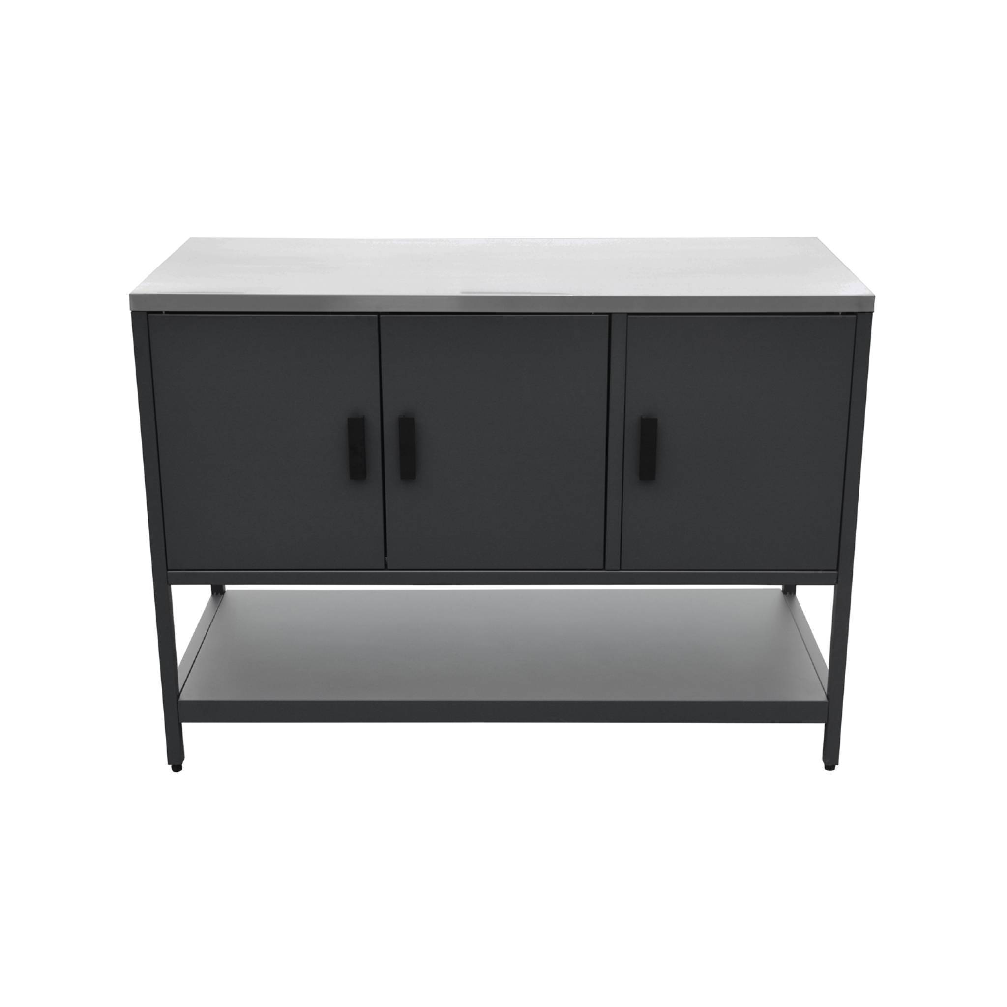 Cuisine d'extérieure en acier noir 3 portes.1 étagère L120cm | sweeek - Image 5