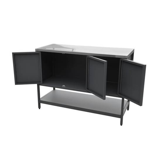 Cuisine d'extérieure en acier noir 3 portes.1 étagère L120cm | sweeek - Image 7