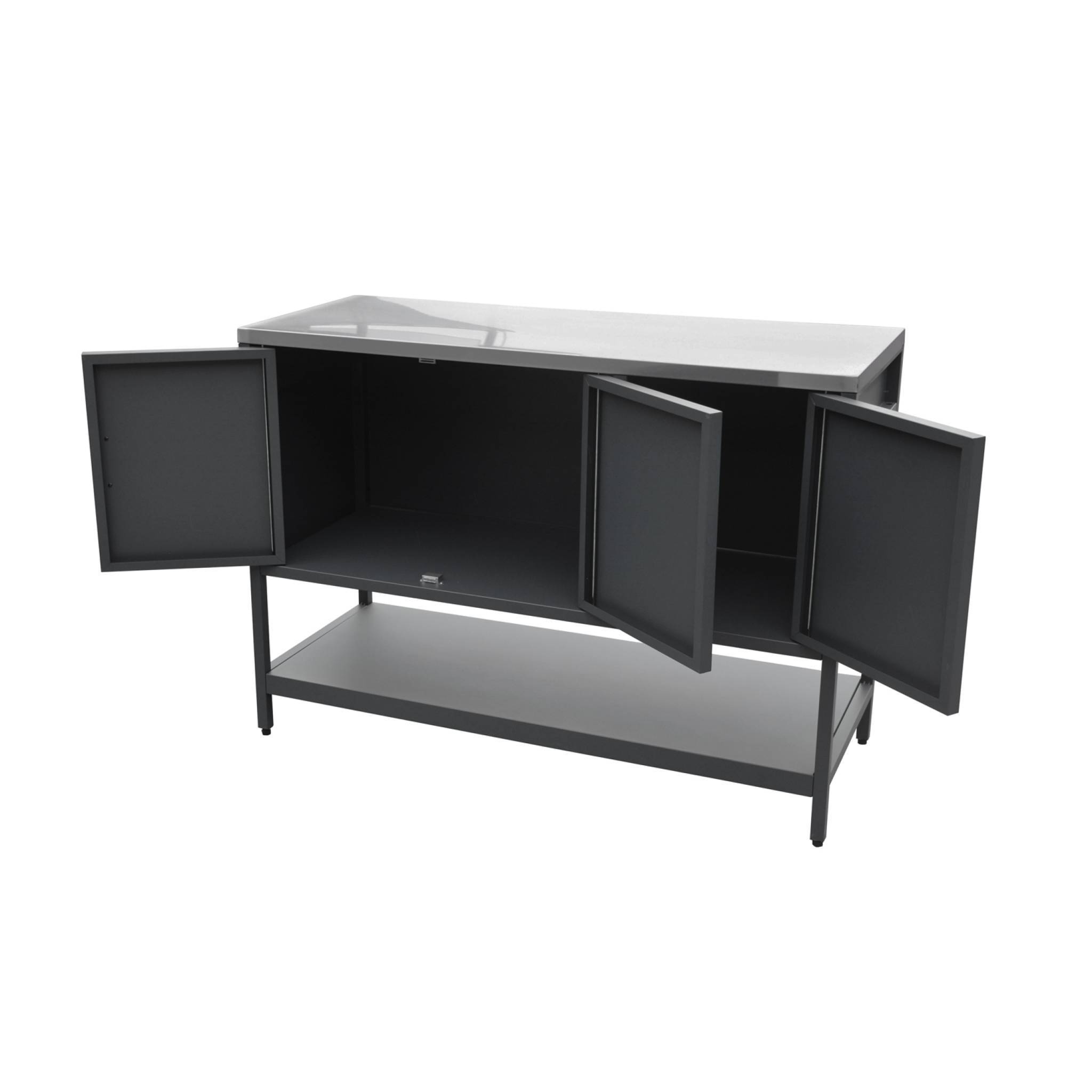 Cuisine d'extérieure en acier noir 3 portes.1 étagère L120cm | sweeek - Image 7