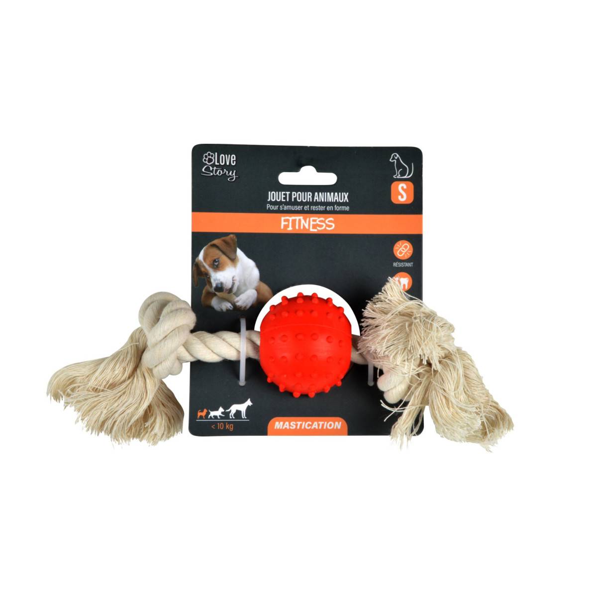 Love Story - Jouet pour Chien "Corde & Balle" 25cm Naturel - Image 2