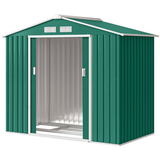 Abri de jardin 213 x 130 x 185 cm, abri extérieur en métal pour le rangement des outils, vert foncé - Image 2